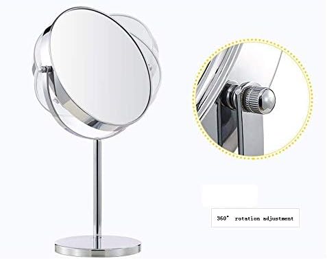 KMMK Специално Огледало за грим, 8 Инча Двустранно Увеличение на Тоалетен Огледало, Въртящо се на 360 Градуса Кръгло Десктоп