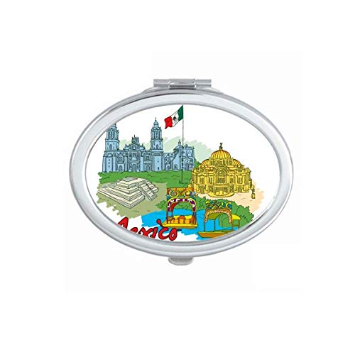 Флаг на културата на Мексико-Известните Туристически Места на Графити Огледало Портативен Сгъваем Ръчен Грим Двойни Странични Очила