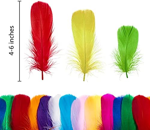Piokio 100 бр Естествени цветни гъши пера на едро 4-6 инча (10-15 см), за Украса на кексчета, diy и на Ловеца на сънища