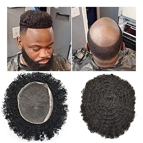 SINGA HAIR Афро Перука, за Чернокожите Мъже Тъкане на Африканските къдрици Системи Замяна Човешка Коса Къдрава изкуствена коса 8x10 Напълно