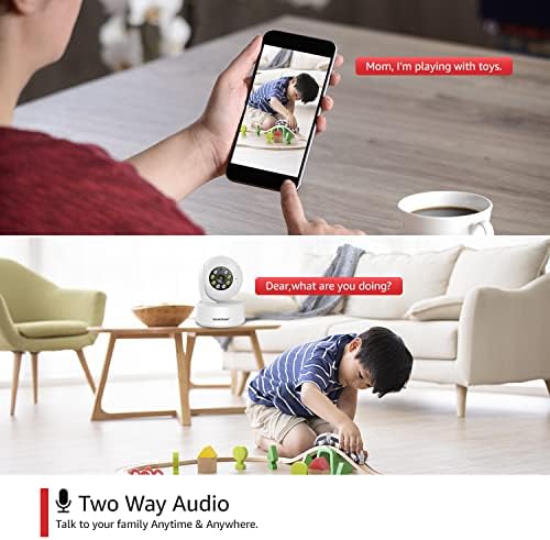 Камера за сигурност BOAVISION 2K WiFi, Домашна Камера за сигурност на 360 ° PTZ WiFi, Детски Камера за дете/кучета/по-Големи /Nanny