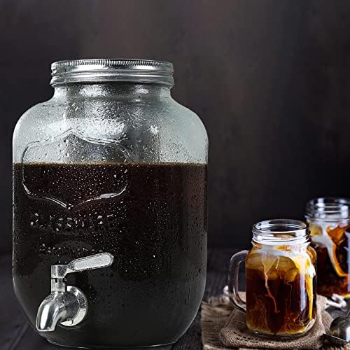 Tea студено варене на HOMOKUS обем 1 Галон - Кафе с Лед от Много Дебела Голям стъкло - Кана за приготвяне на студен и заваряване