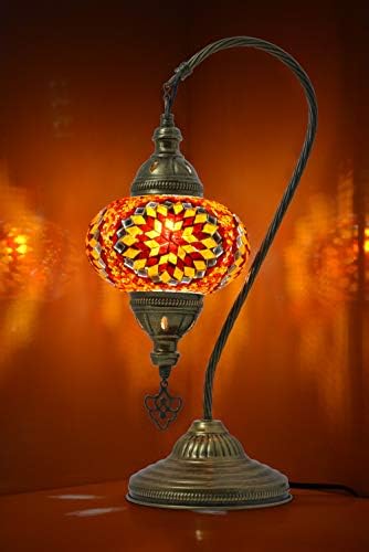 мозайка Турска Лампа, Таблица Лампа с мозайка шия на Лебед, Марокански Декоративен Стъклен Античен Бохемски Ретро Лампа, Нощна Лампа Настолна