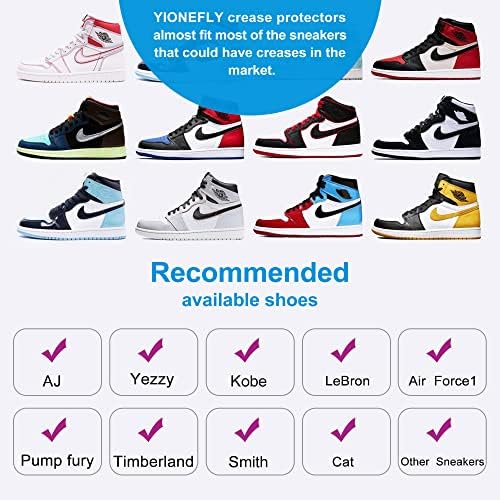 YIONEFLY 6 Двойки ключалки от гънки за обувки ВВС, Йордания, Потапям & More, Защита от гънки обувки за предотвратяване на образуване на