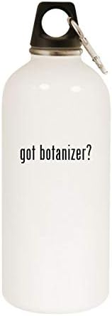 Molandra Products got botanizer? - Бутилка за вода от неръждаема Стомана бял цвят на 20 грама с карабинка, Бяла