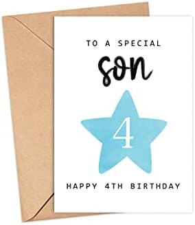 MoltDesigns За специален син - пощенска Картичка с 4-ти рожден ден - на Възраст от 4 до четири години - пощенска Картичка на четвъртия