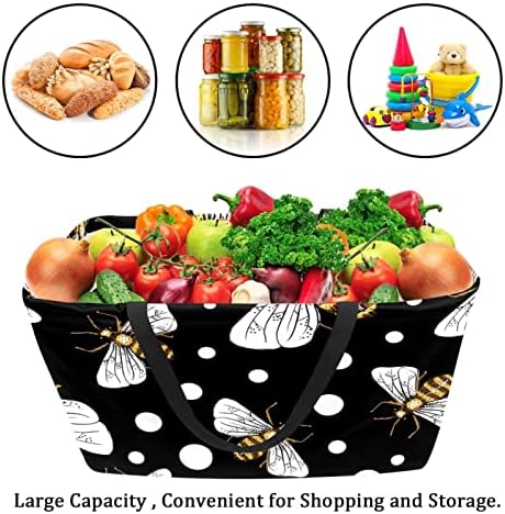 RATGDN за Многократна употреба за Хранителни стоки Чанти на Пчелните Цветя и Листа Сгъване Миещи Голям кош За Багаж Чанта-Тоут За Пазаруване