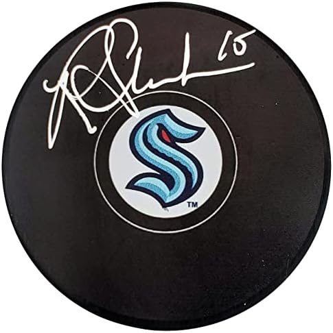Райли Шихан С Автограф на Официалното лого Seattle Kraken Hockey Puck Fanatics Holo Stock 200869 - за Миене на НХЛ с автограф
