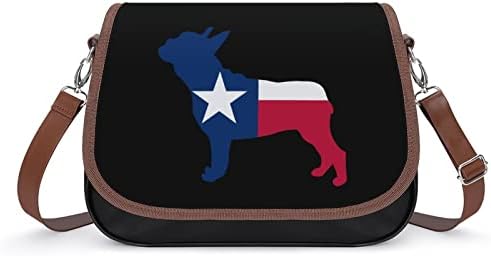 Френски Булдог Флаг Тексас Кожена Чанта През Рамо С Каишка на Дамски Чанти-Тоут, Пътен Раница на Рамото за Мъже И Жени