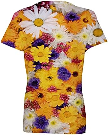 Bmisegm Женска Риза, Туника Свободно, Намаляване, Летни Блузи с Къс ръкав, Риза на цветчета