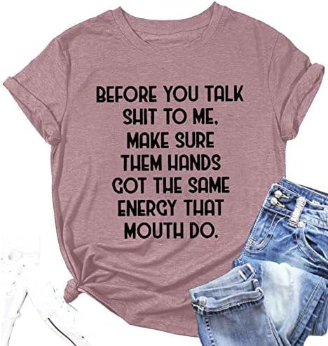 Жените Риза Nyybw, Лятна Ежедневни Тениска с кръгло деколте и Забавно Писмото Принтом, Ризи с Къс Ръкав, Основни Върхове, Вдъхновяващи