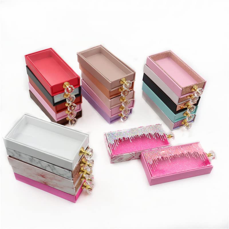 Кутия за опаковане на миглите Правоъгълни Кутии С Корита Обемна Кристален Дръжка, Магнитен Калъф Празен, E01, 30 кутия с чекмедже
