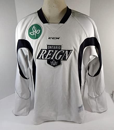 В играта Ontario Reign е Използвана Бяла Тренировочная майк 58 DP33569 - Използваните В играта тениски НХЛ