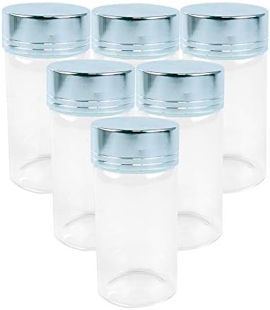 Jarvials 100 мл 6 бр. Прозрачна Стъклена бутилка със сребристи алуминиеви капачки, се използва за приготвяне на чай, на прах, на таблетки