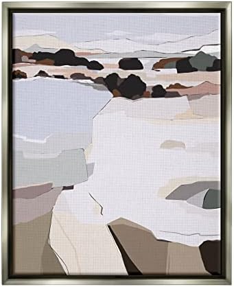 Ступелл Industries Абстрактна Картина с Пейзаж от Озерными Скалите Плаваща Рамка, Дизайн на Никита Яривалы