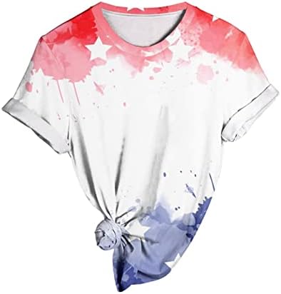 Риза с дълъг ръкав, Дамски Ежедневни Тениска с Принтом на Деня на Независимостта С Къс ръкав И Кръгло деколте, Топ, Комплект Риза