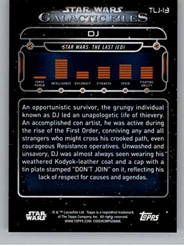 2018 Topps Star Wars Galactic Files Blue TLJ-13 Официалната търговска картичка DJ, не е свързана със спорта, в NM или по-добро