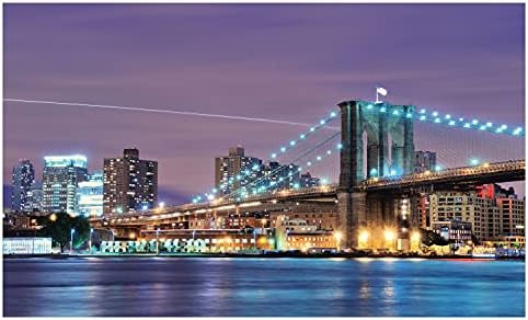 Керамични държач за четка за зъби Ambesonne City, Бруклинския мост над Ийст Ривър, Метрополитън в Ню Йорк, на Усъвършенстване на