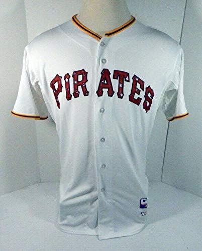 2015 Pittsburgh Pirates Blank Game Излиза Бяла риза на 4 юли 42 PITT3673 - Използваните в играта тениски MLB