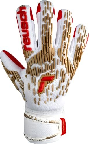Вратарские ръкавици Reusch Attrakt Freegel за подкрепа на пръстите, Бяла /Злато / Огнено Червено, Размер 11