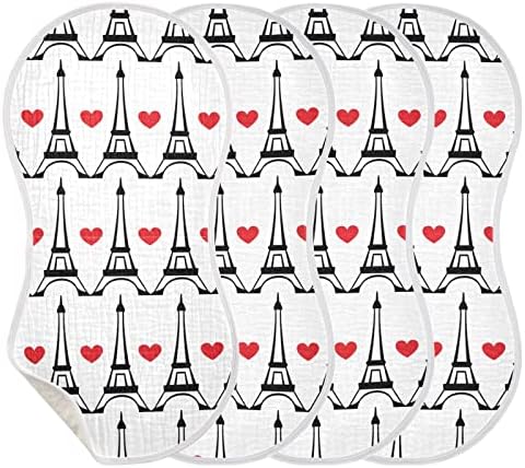 YYZZH Париж-Айфеловата Кула в Сърцето на Муслиновые Салфетки От Оригване за Детето 4 Опаковки От Памук Детски Гъба Престилки