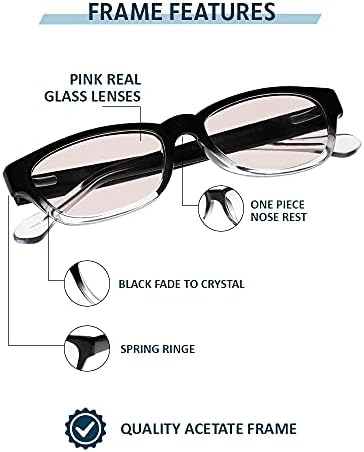 Стъклени Очила за четене Розови Лещи от истинско стъкло в стилна ацетатна рамки са Налични с увеличаването за четене от +0,25 до +3,00
