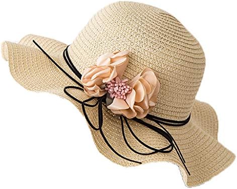 Сламени шапки за жени, лятната сламена шапка с широка периферия плаж пътуване шапка сгъваем цвете летни шапки бейзболни шапки