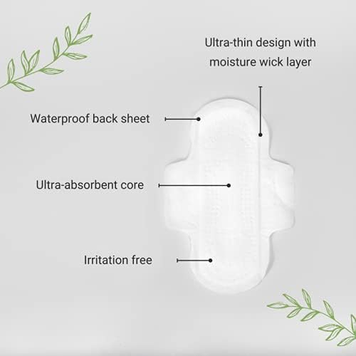 Тънки абсорбиращи подложки Veeda на нощта винаги не съдържат хлор и аромати, хипоалергичен хигиенни кърпички от естествен памук в размер