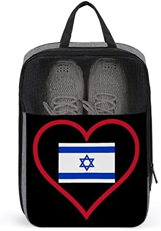 I Love Israel Чанта за обувки с Червено Сърце, Водоустойчива Чанта с Прозрачни Прозорци, Преносим Органайзер За Съхранение на Обувки