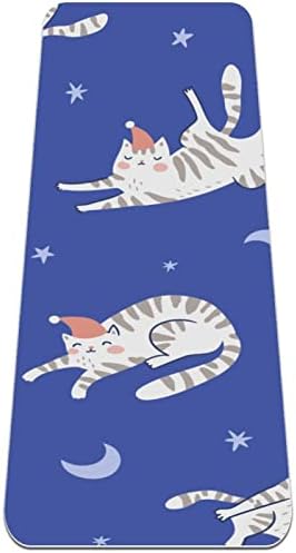 Килимче за йога WXVOVXW 72 x 24 Спящи котки в Синьо Нощен Звездното небе. Екологично Чист Нескользящий Подложка за фитнес за Пилатес и упражнения на пода