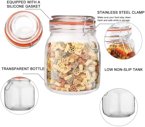Стъклени буркани за съхранение на хранителни продукти Encheng обем 32 грама с Затегнати капачки, Прозрачна Запечатани Кутия