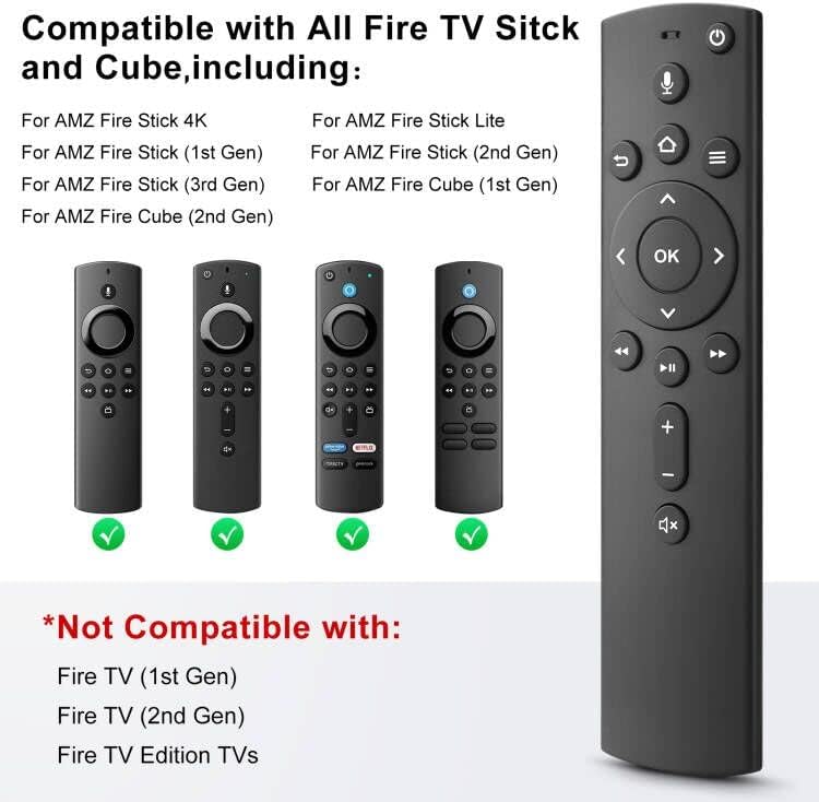 Разменени на глас дистанционно TUOVAR, Съвместим с Fire TV Stick, Fire TV Cube, Fire TV Stick 4K, Fire TV Stick Lite, Универсално дистанционно