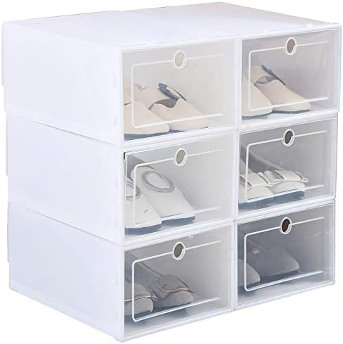 Anncus Сгъваема Мултифункционална Пластмасова кутия за обувки се сгъсти с прозрачен капак, Кутия за съхранение на обувки, Качествен Правоъгълна кутия за съхранение -