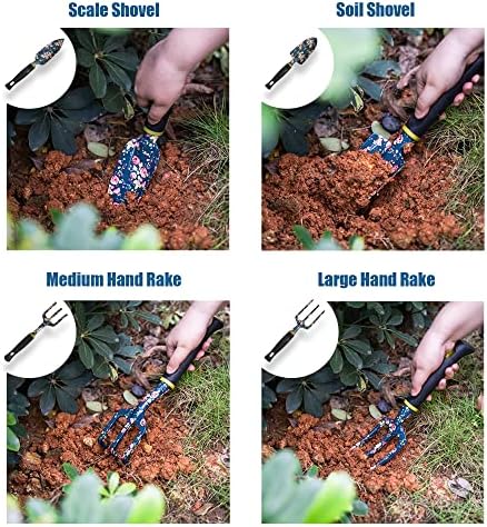 Комплект градински инструменти Ebbniur, 25 бр., тежки градински инструменти за цветове, алуминий, защитен от ръжда градински комплект с градинска