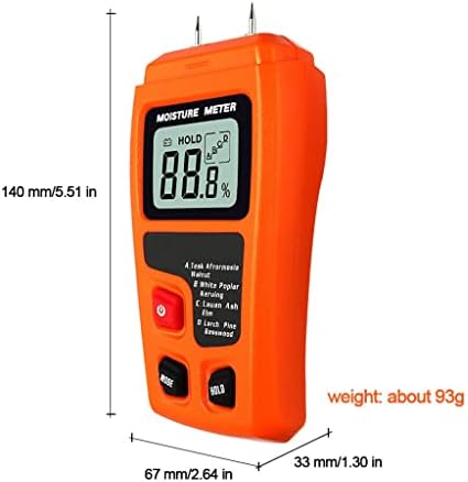 WDBBY Измерване на влажност на дървесина Тестер за влага Влагомер Детектор за влажност на дървесината Тестер плътност дърво (Цвят: както