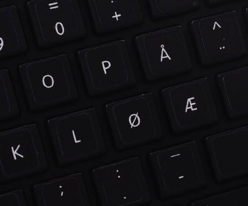 4Keyboard MAC Норвежки Непрозрачни Букви на клавиатурата НА черен фон