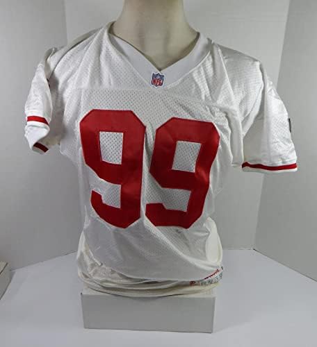 1995 San Francisco 49ers Тим Харис 99, Издаден в бяла фланелка 50 DP34373 - Използваните тениски за игри NFL Без подпис
