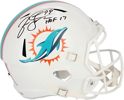 Точно копие шлем Riddell Speed с автограф от Джейсън Тейлър Маями Долфинс с надпис HOF 17 - Каски NFL с автограф