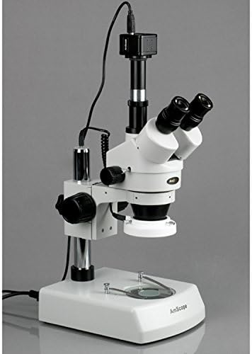 AmScope SM-2TZ-Led Професионален тринокулярный стереомикроскоп с увеличение, окуляры WH10x, увеличаване на 3,5 X-90X, обектив с увеличение