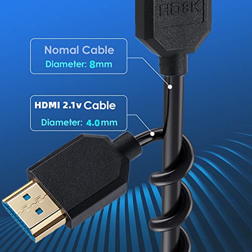 Кабел Qaoquda 8K HDMI, 4 Фута Навити удължител HDMI 2.1 мъж към мъж, Високоскоростен подкрепа на 48 gbps 8K @ 60 за фотоапарат, камера, HD