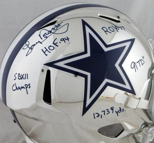 Тони Дорсетт подписа хромирана каска Далас Каубойс F/S 5 вложки -JSA с автограф * Сини каски NFL с автограф