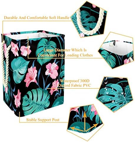 Кошница за дрехи Лято с Тропически Цветя принтом във формата на Палми, Сгъваема Кошница за съхранение на бельо с Дръжки, Подвижни