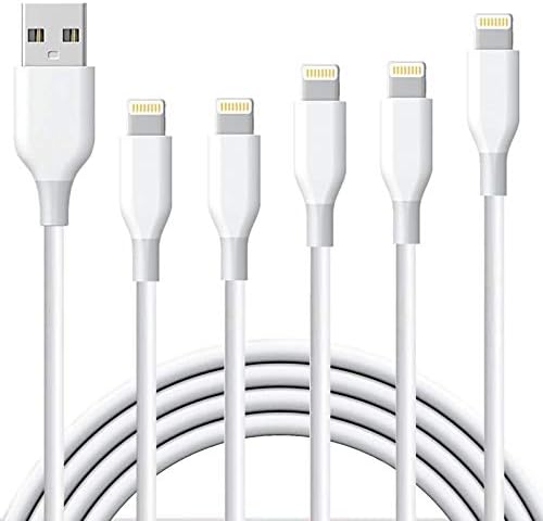 Кабел за зарядно на iPhone, сертифициран Пфи, кабел за iPhone Светкавица, 5 опаковки, 3 метра / 6 фута / 10 метра, кабел за iPhone, USB 2.4 A, кабел за бързо зареждане Lightning, който е Съвм?