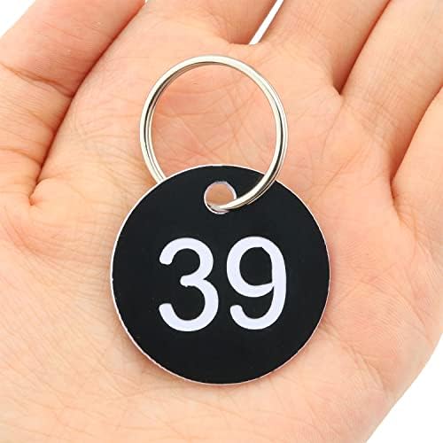 SJZBIN 50ШТ Пластмасови етикети с идентификационными стаи, Гравиран Етикети за ключове с пръстени за ключове 35 мм (номера 1-50
