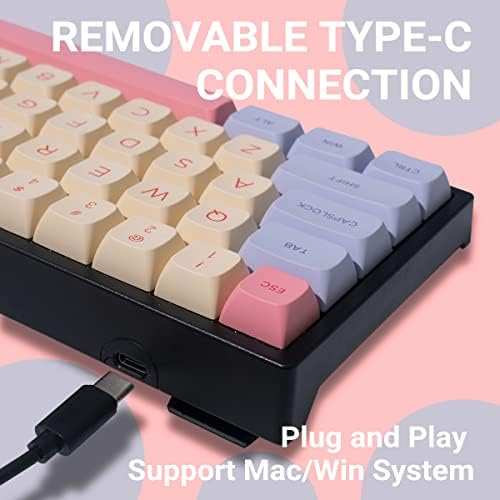 SUEHIODHY K620 60% Ръчна Детска Клавиатура 61 клавиша с възможност за гореща замяна Компактен RGB клавиатура на поръчка с клавишными капачки Marshmallows PBT Type-C Кабел за Win / Mac (чере?