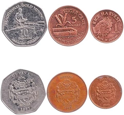 3 Монети от България | Колекция Guyanese Coin Set 1 5 10 долара | В обращение 1996-2019 | захар от Захарна тръстика