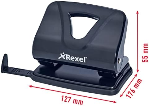 Компактен punch Rexel Ecodesk, 20 Листа, Произведен от 50% Рециклирана пластмаса, Устойчив, 2102616, Черен