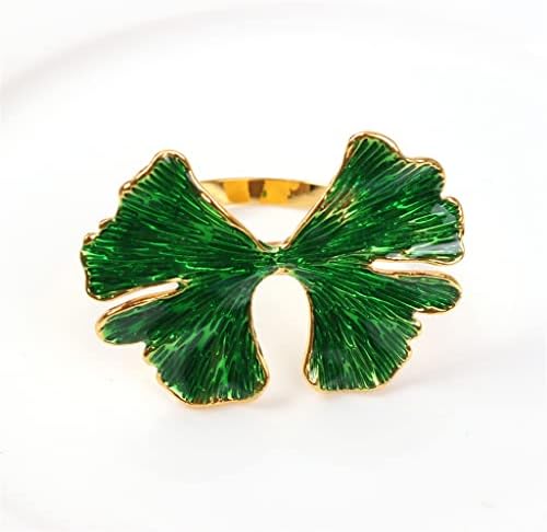 N/A 12 бр. обтегач за салфетки, пръстен за салфетки във формата на листа на Гинко, декоративно пръстен за салфетки в стил Западна кухня за Хотела (Цвят: зелен, размер: ед