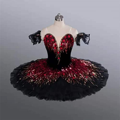 ZJHYXYH Черен, червен Професионален Балетен костюм за състезания, Балетные костюми за възрастни, Класически блинные костюми (Цвят: цвят