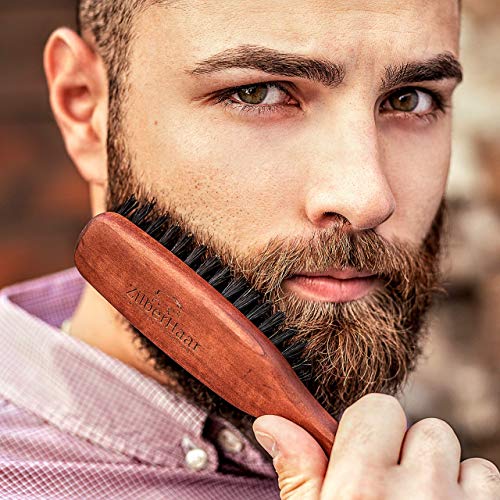 Набор от ZilberHaar Beard Brush Pro - Обикновена четка + Дълга четка с твърд косъм на Глиган